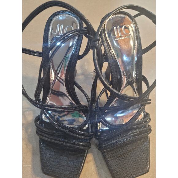 JLo Blk Strappy Heels 5" Square Toe Sz 7M - Picture 6 of 8